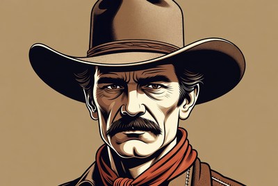 Cowboy portrait with hat and scarf