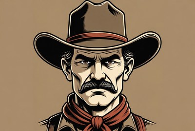 Cowboy portrait with strong expression