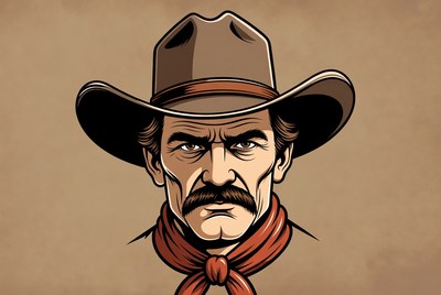 Cowboy with hat and bandana display