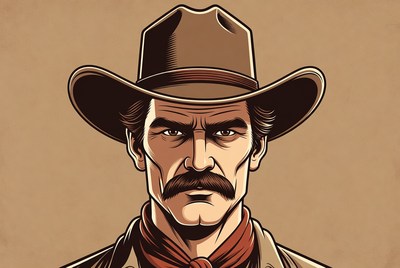 Cowboy portrait with hat and mustache