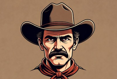 Cowboy with hat and scarf