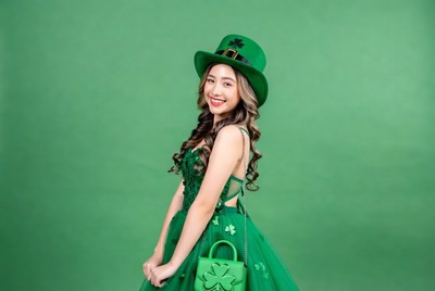 Woman in green celebrating st. patrick's day