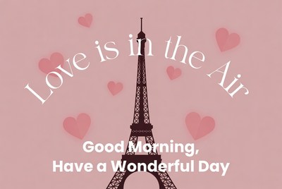 Morning greeting with eiffel tower design