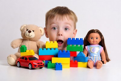 Kids playing with toys and blocks