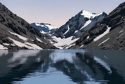 Mountain lake with snow-capped peaks