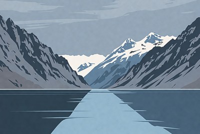 Mountains and water in remote area