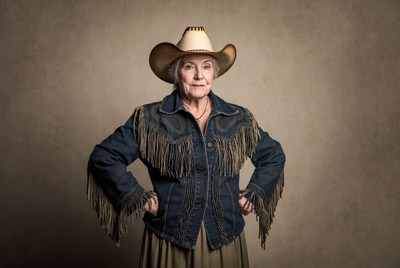 Elderly woman in cowboy outfit