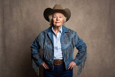 Elderly woman in cowboy outfit