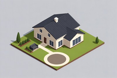 Modern house design with yard layout