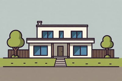 Modern house with garden and porch