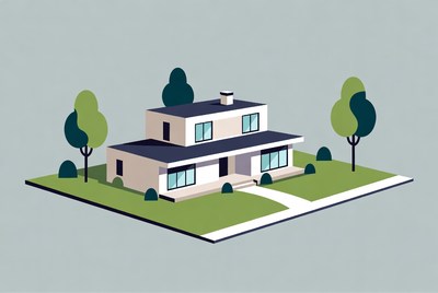 Modern house with green landscape