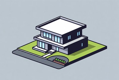 Modern house design with garden view