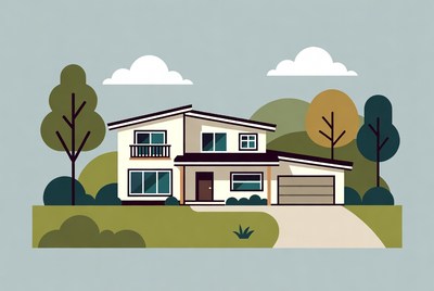 Modern house in a green landscape