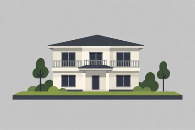 Modern two-story house design in flat style