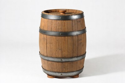 Wooden barrel on white background