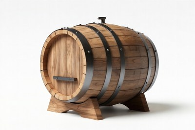 Wooden barrel on display for storage