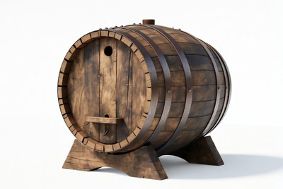 Traditional wooden barrel for storage