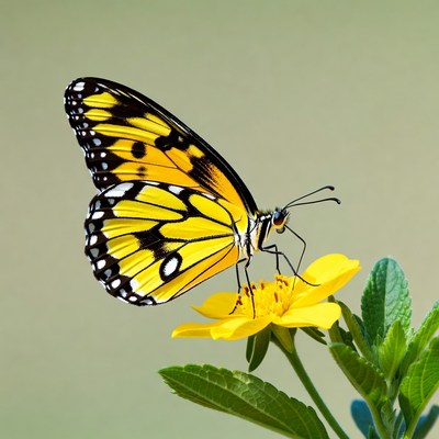 Butterfly feeding on yellow flower
