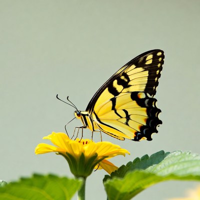 Butterfly sitting on yellow flower