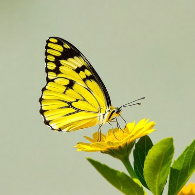 Butterfly perched on yellow flower