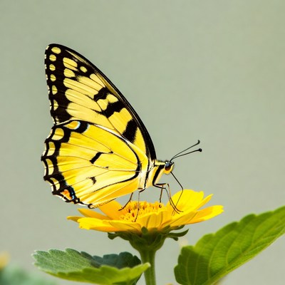 Butterfly sitting on yellow flower