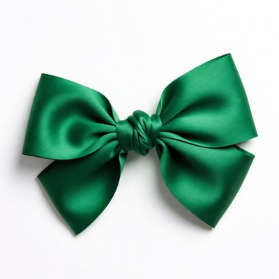 Green bow on a white background