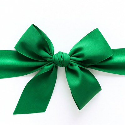 Green ribbon bow for gifts