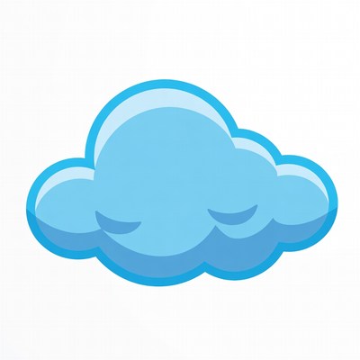 Bright blue cartoon cloud symbol