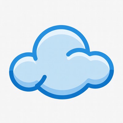 Cartoon cloud with blue outline and soft edges