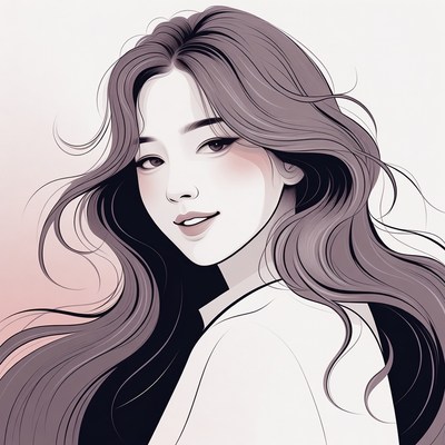 Portrait of a woman with flowing hair