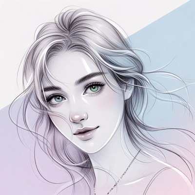 Portrait of a young woman with flowing hair