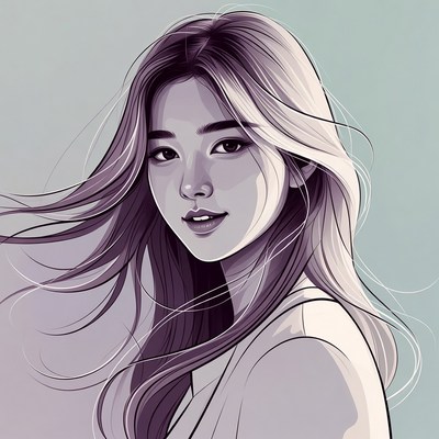 Portrait of a woman with flowing hair