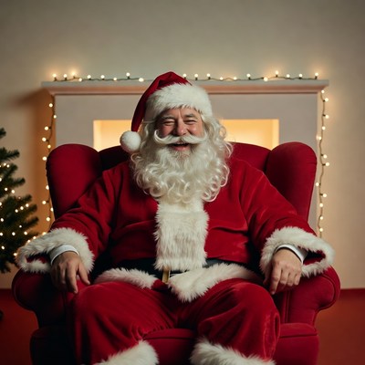 Santa claus sits in a chair
