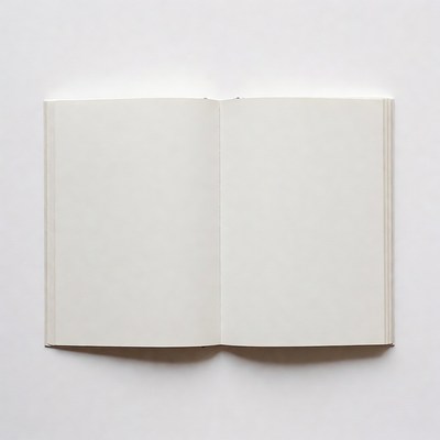 Open blank notebook on white background