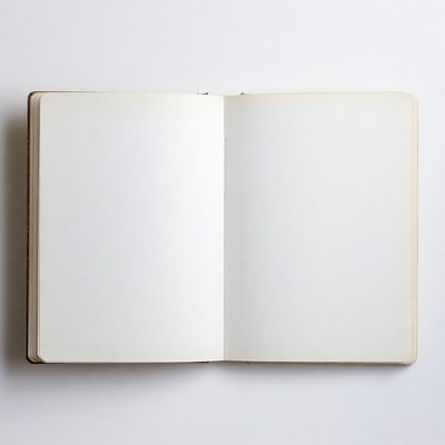 Open blank notebook on white desk