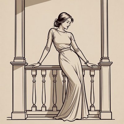 Woman standing by balcony railing