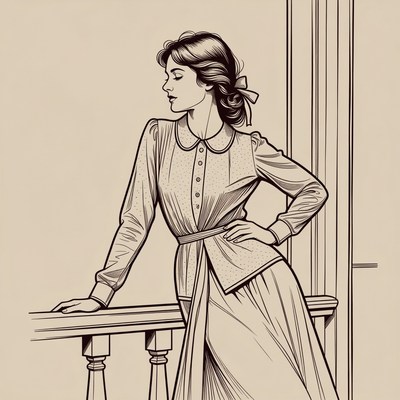 Woman leaning by window