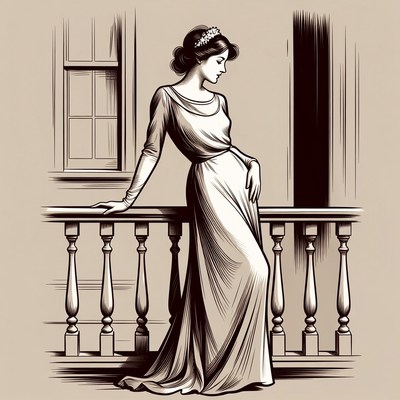 Woman in dress by balcony