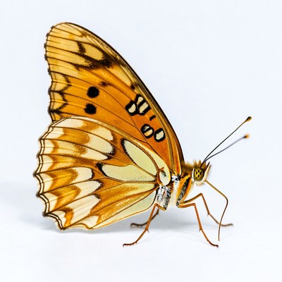 Butterfly resting on white surface