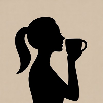Woman sipping from a cup