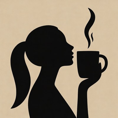 Silhouette enjoying a warm drink