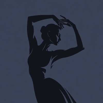 Dancer in silhouette performing at night