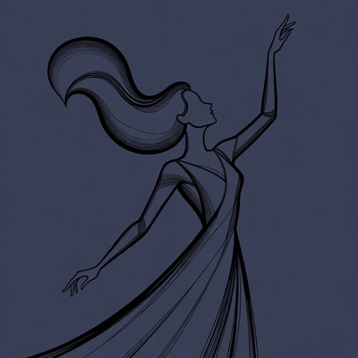 Woman dancing with flowing hair