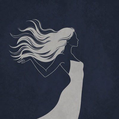 Woman with flowing hair in motion