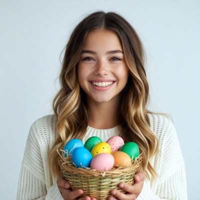 Girl holding easter egg basket