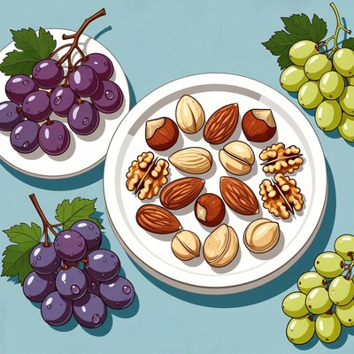 Healthy snack with fruits and nuts