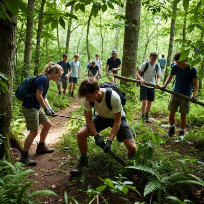 Group works together to clear trail