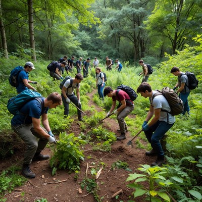 Group planting in forest area