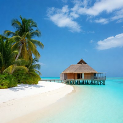 Relaxing by the ocean with huts