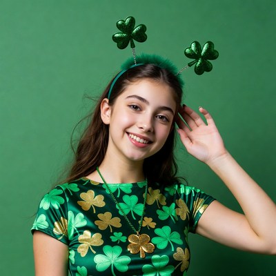Girl celebrates st. patrick's day in costume